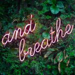 Self-care - and breathe neon sign on tre